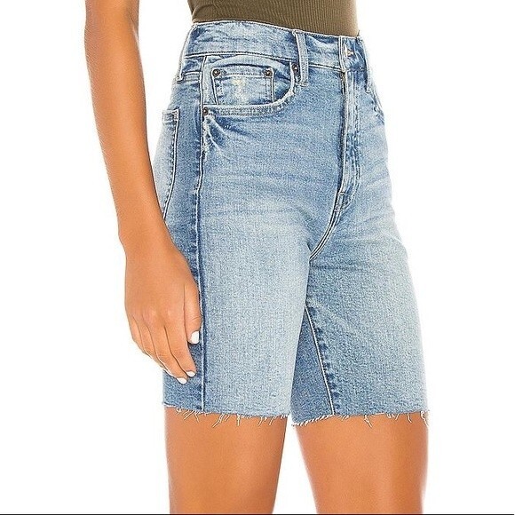 Pistola Izzy High Rise Slim Biker Bermuda Denim Short Size 24 - Picture 3 of 10